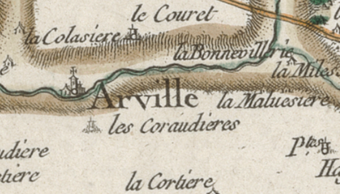 Arville sur la carte de Cassini