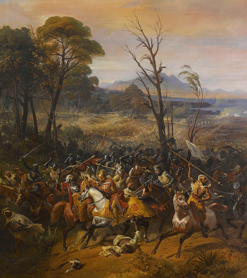 La Bataille d'Arsouf par Éloi Firmin Féron en 1843, Château de Versailles, Salle des Croisades.