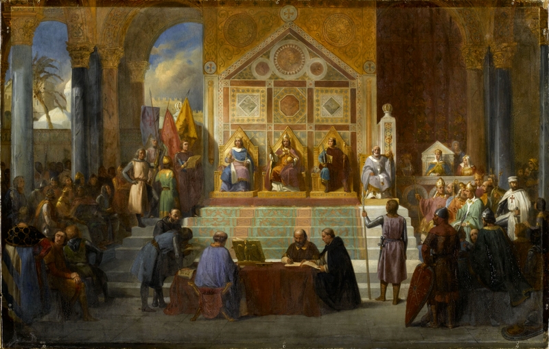 Assemblée des Croisés à Ptolémaïs en 1148 - Debacq Charles-Alexandre en 1839