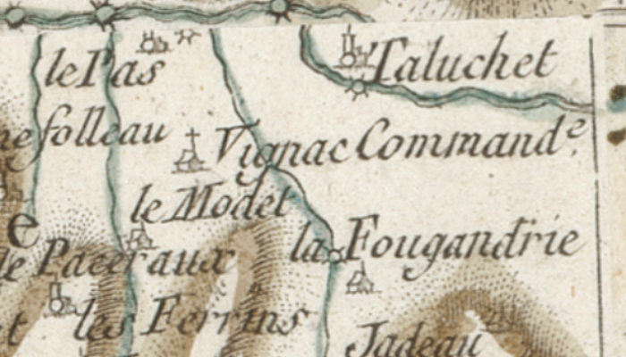 Auvignac sur la carte de Cassini