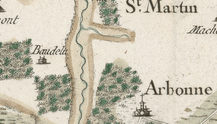 Baudelu sur la carte de Cassini