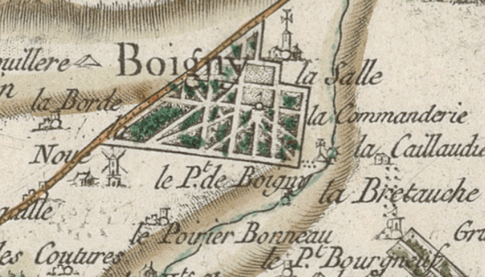 La commanderie de Saint-Lazare de Boigny sur la carte de Cassini