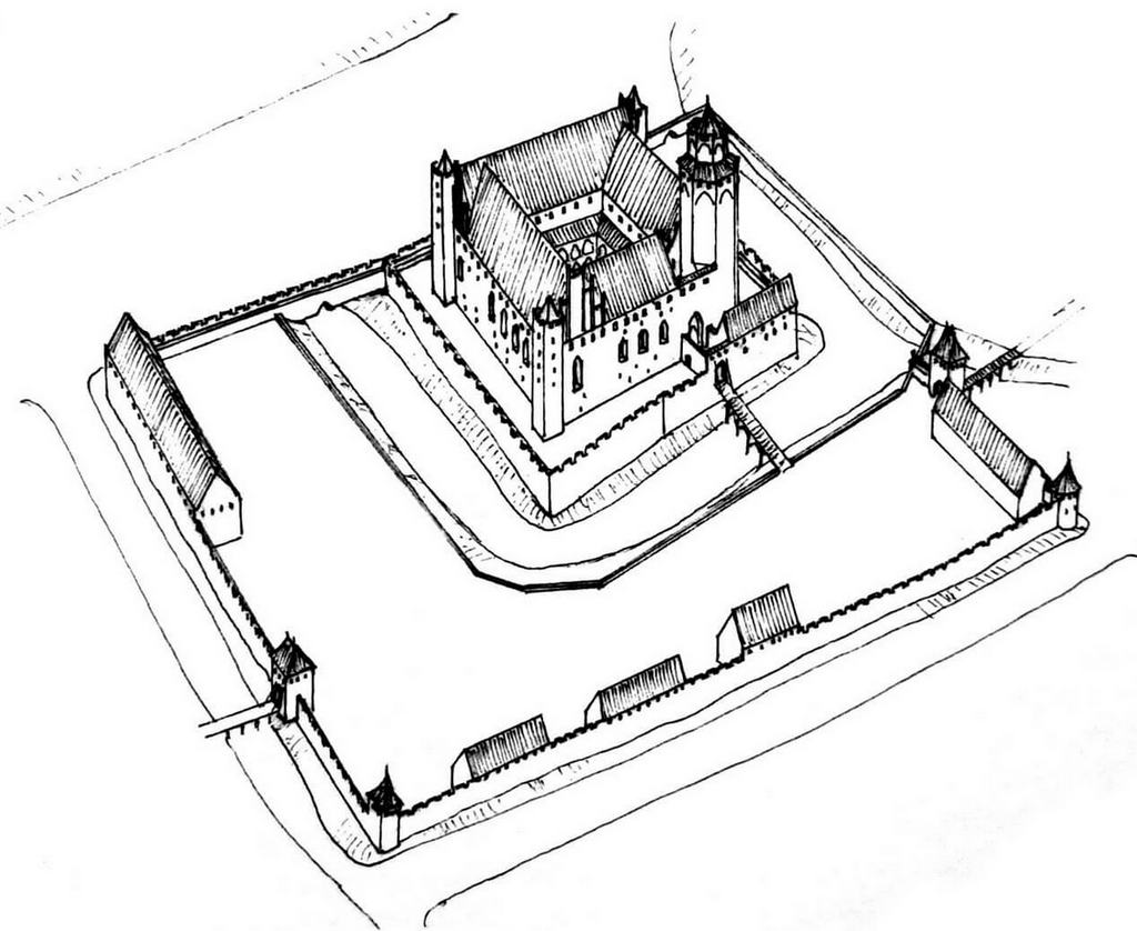 Dessin du château teutonique de Barciany - © https://medievalheritage.eu