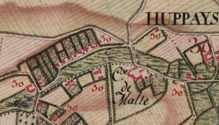 Chantraine sur la carte de Ferraris