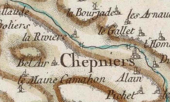Chepniers sur la carte de Cassini 