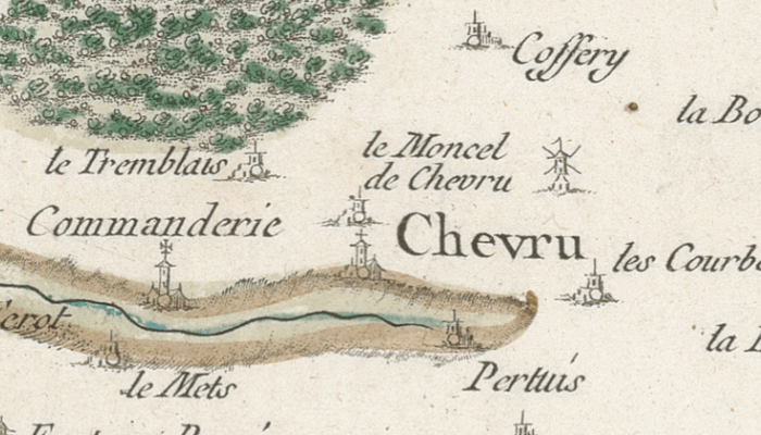 Chevru sur la carte de Cassini