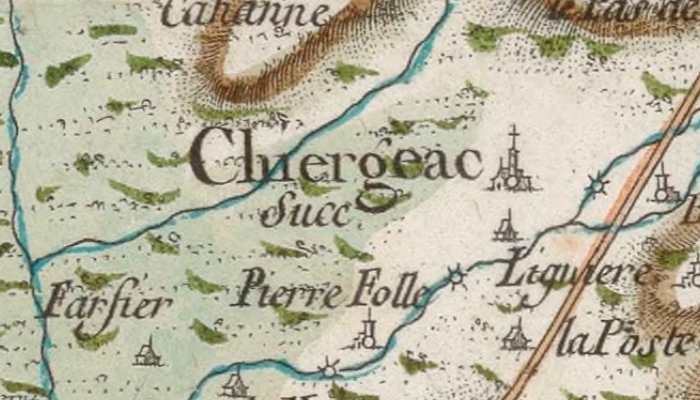Chierzac sur la carte de Cassini