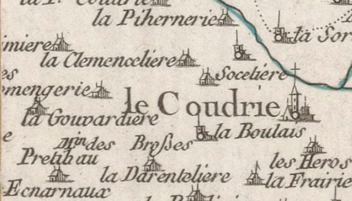 Coudrie sur la carte de Cassini