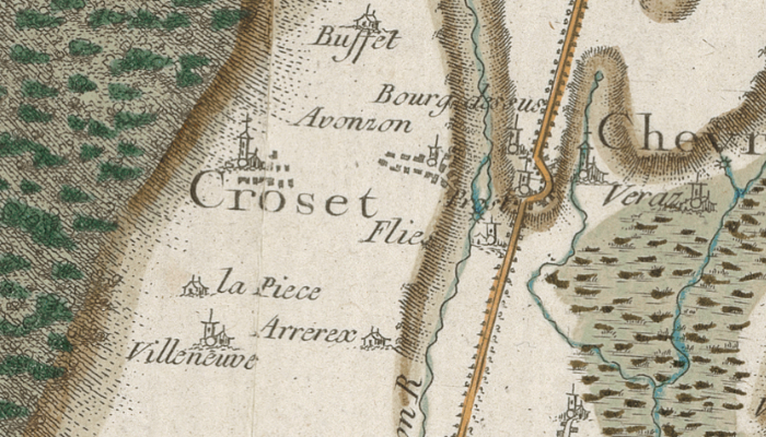 Crozet sur la carte de Cassini