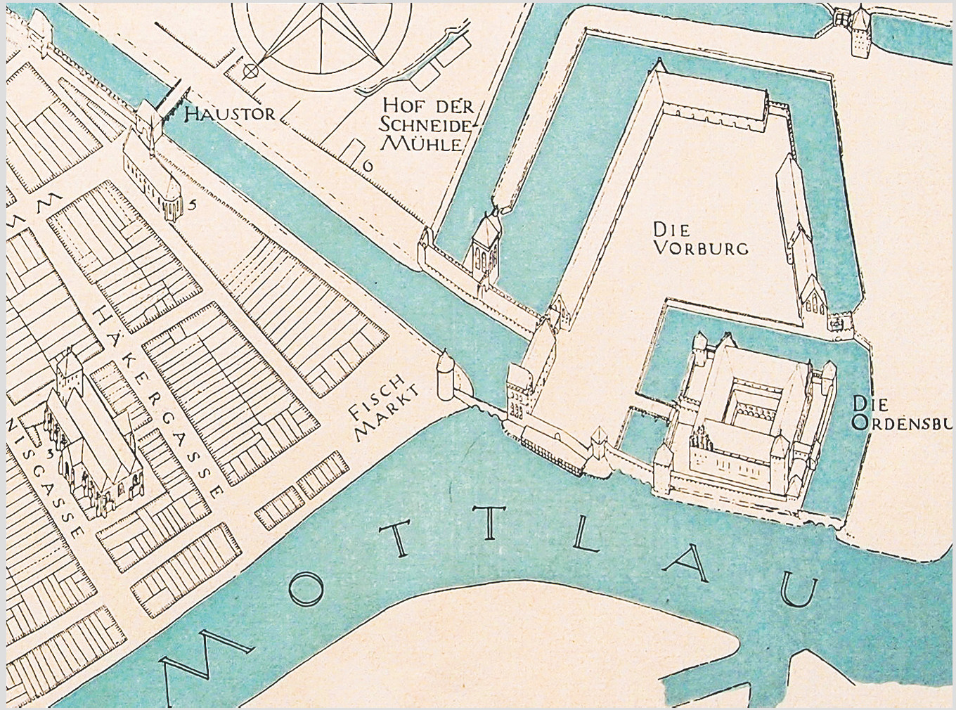 Fragment d'un plan de Gdansk, d'après des documents de 1400