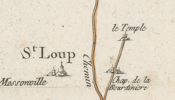 Le Temple de La Bourdinière sur la carte de Cassini