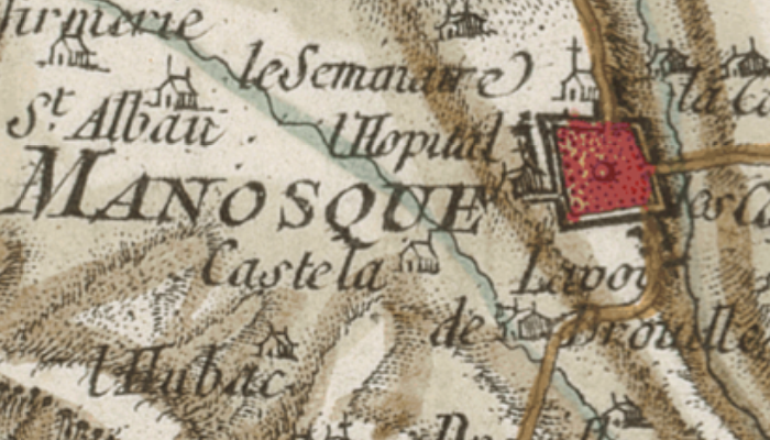 Manosque sur la carte de Cassini