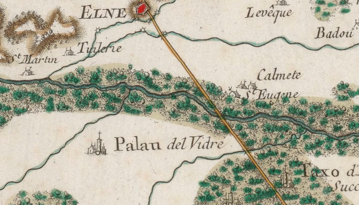 La Maison de Palau-del-Vidre sur la carte de Cassini