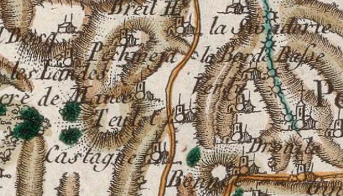 Le hameau de Les Landes à Peyrilles - Emplacement supposé de la commanderie de La Pomarède