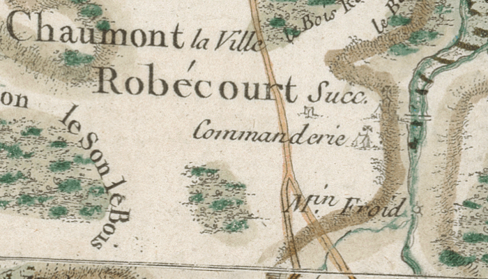 La Commanderie de Robécourt sur la carte de Cassini