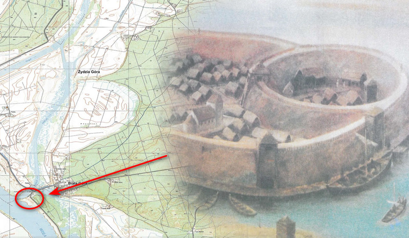 Représentation et localisation hypothétique du château de Zantyr